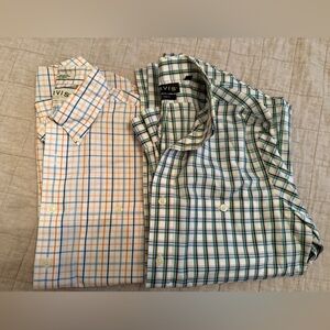 Orvis Casual Button Down Shirts Blue and Orange Plaid